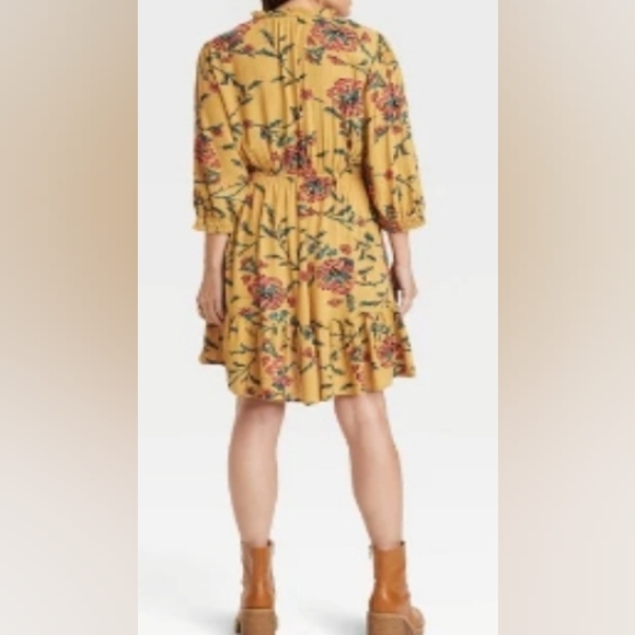 Knox Rose Floral Long Puff Sleeve Boho Style Knee Length Dress Size XL - Picture 2 of 5